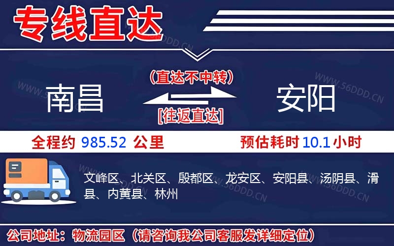 南昌到安阳物流公司