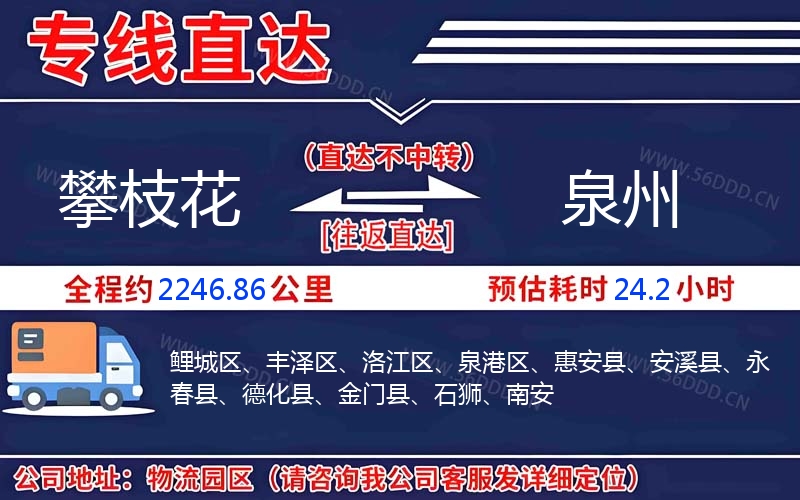 攀枝花到泉州物流公司