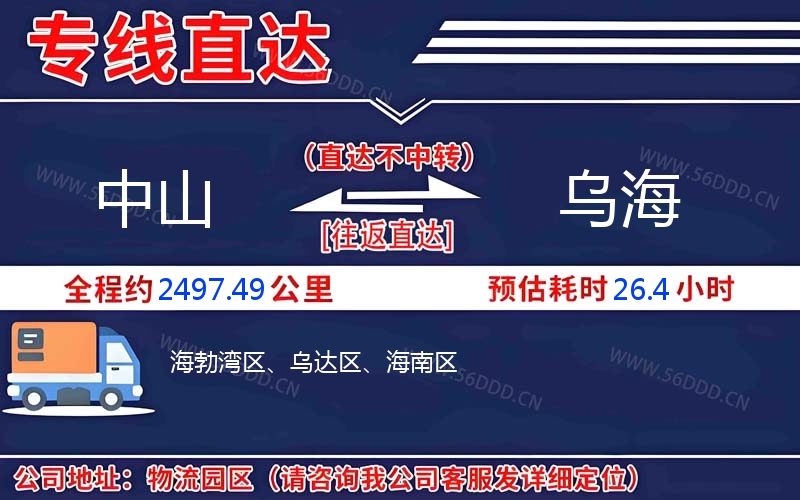 中山到乌海物流公司
